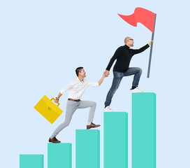 Manager helping his team to reach the goal