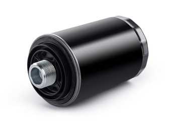 New oil Filter on white background, Isolated, Closeup