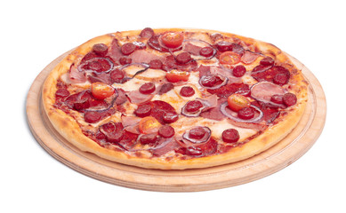 Fresh tasty pizza on white background. Clipping path