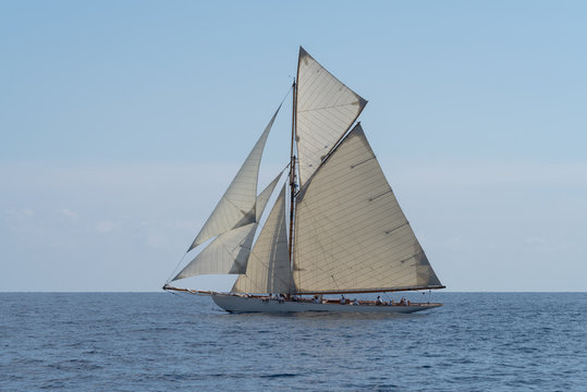 Fototapeta Sailboat the old style on Mediterranean sea