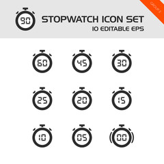 Stopwatch icons set on a white background