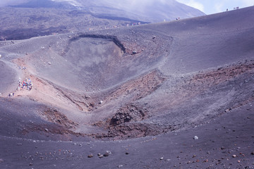 View of Mount Etna, active volcano on the east coast of Sicily, Italy 