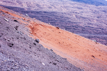 View of Mount Etna, active volcano on the east coast of Sicily, Italy 
