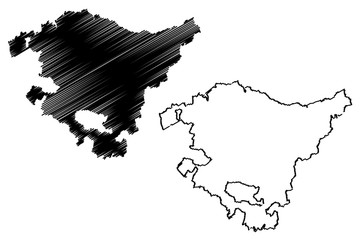 Basque Country (Kingdom of Spain, Autonomous community) map vector illustration, scribble sketch Basque Autonomous Community map
