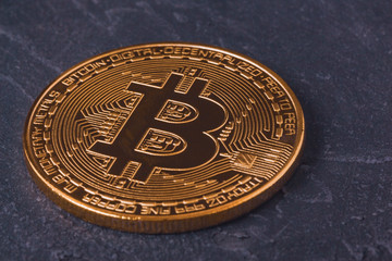 Bitcoin cryptocurrency close up mining