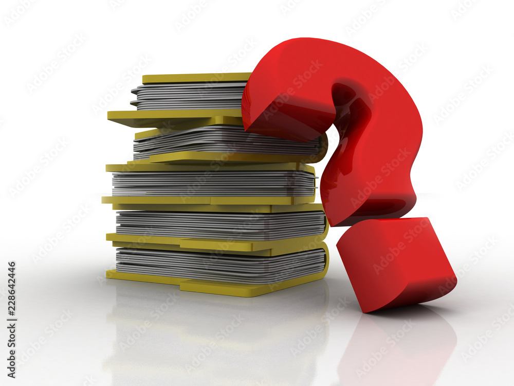 Poster 3d rendering file folder with question symbol