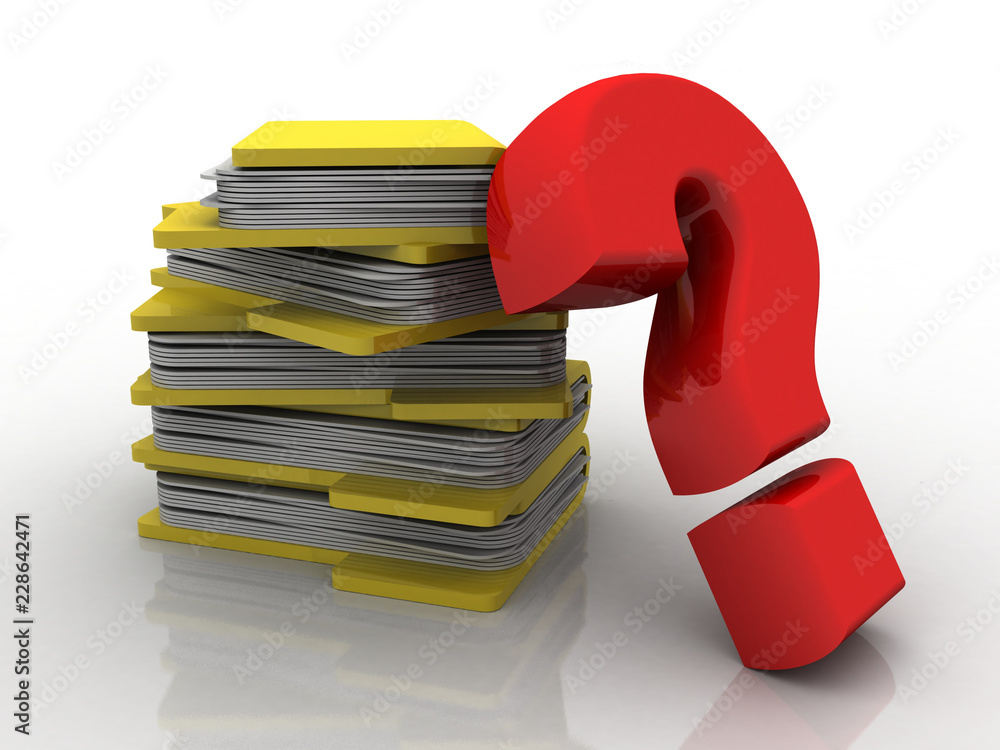 Poster 3d rendering file folder with question symbol
