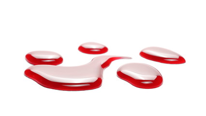 Fototapeta premium Red wine puddle, droplets isolated on white background