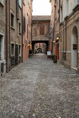 Fototapeta premium Via delle Volte of Ferrara in the medieval quarter. Emilia-Romagna. Italy. Via delle Volte of Ferrara in the medieval quarter. Emilia-Romagna. Italy.