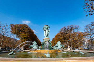 The Fontaine de l' Observatoire ,  monumental fountain located in the Jardin Marco Polo, Paris, France.