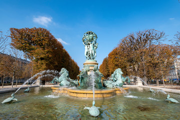 The Fontaine de l' Observatoire ,  monumental fountain located in the Jardin Marco Polo, Paris, France.