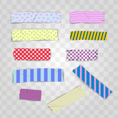 Set Realistic Colorful Pattern Scotch, Washi Tape Vector Illustration