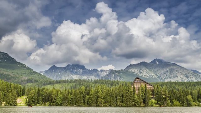 Strbske Pleso lake in Tatra mountains, Slovakia, timelapse, 4K
