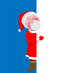Christmas poster with Santa Claus and copy space. Vector illustration.