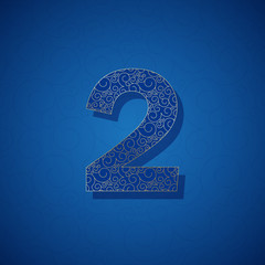 Ornate number 2 with spiral pattern