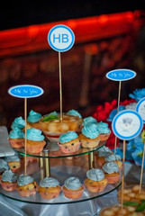 A buffet of sweets on the table in the restaurant