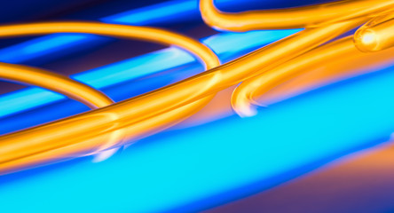 Lighting circle shape orange blue neon lamp