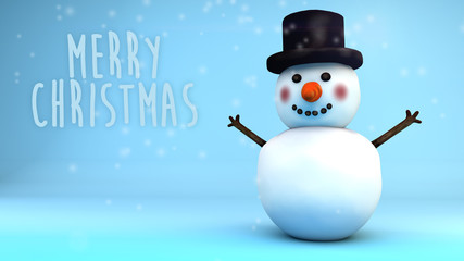 snowman under the snow that wishes us a happy Christmas, with copyspace