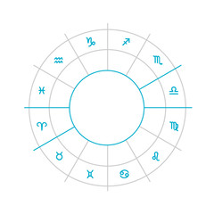 Zodiac circle with astrology signs. Vector design element isolated on background