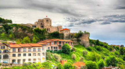 Fototapeta na wymiar Landscape with ruins of Kruje castle, Albania