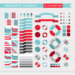 Infographic elements arrows, signs, bars, buttons, borders etc Vector illustration