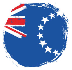 Obraz premium Cook Islands Circle Flag Vector Hand Painted with Rounded Brush