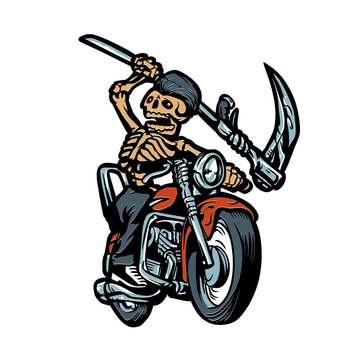 Grim Reaper with motorcycle