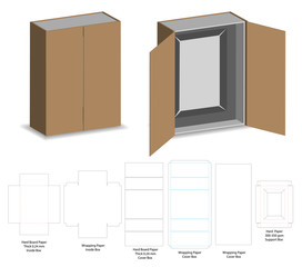 hard board paper rigid box 3d mockup with dieline