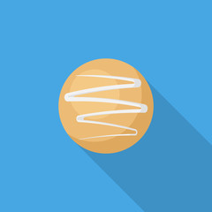 Cookie flat icon with long shadow isolated on blue background. Simple Cookie in flat style, vector illustration for web and mobile design. Sweets vector sign symbol.