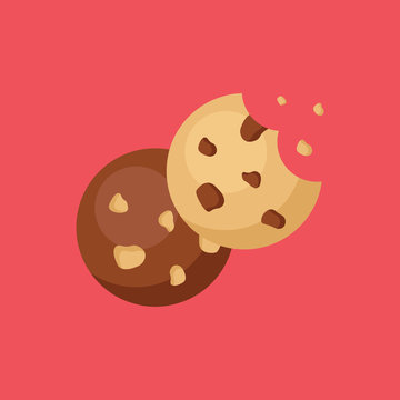 Oat Cookie icon isolated on red background. Simple Cookie in flat style, vector illustration for web and mobile design. Sweets vector illustration.