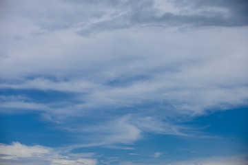 Rain clouds forming with blue sky background