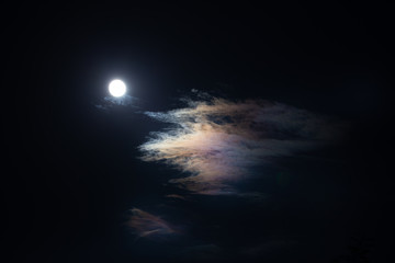 Moon and rainbow cloud