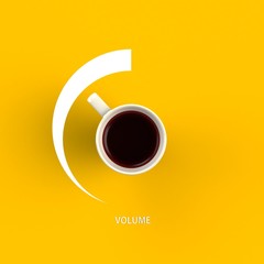 Top view of a cup of coffee in the form of volume control isolated on yellow background, Coffee concept illustration, 3d rendering