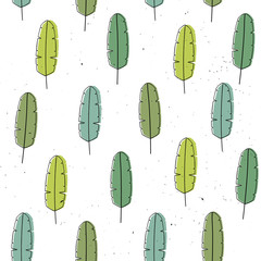 Vector seamless pattern with flowers. Scandinavian motives. Hand drawn style