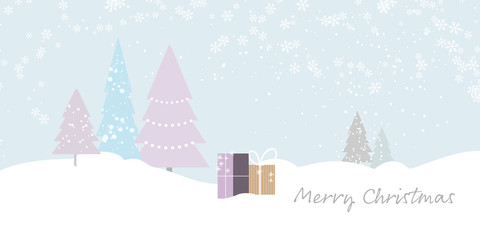 Weihnachtliche Schneelandschaft mit Tannenbäumen als Grußkarte