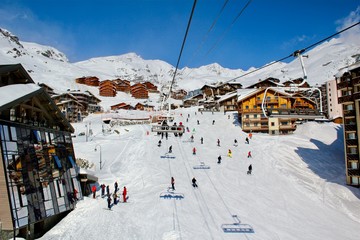 France, French Alps, Tarentaise Valley, Savoie. Val Thorens is located in the commune of Saint-Martin-de-Belleville in the Savoie département, March 10, 2017 © JEROME LABOUYRIE