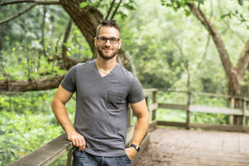 Man on the forest on summer season