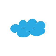Vector illustration. Shy cloud with lashes. Cloud with face.