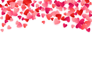 Red flying hearts bright love passion vector background.