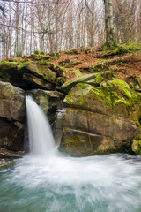 Fototapeta premium waterfall Davir on the Turichka river in the forest near Lumshory village of TransCarpathia, Ukraine. beautiful autumnal scenery