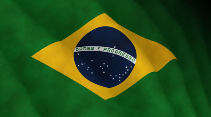Fototapeta premium Illustration of a flying Brazilian flag