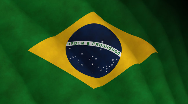 Illustration of a flying Brazilian flag
