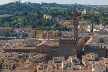 Fototapeta premium View from Florence Duomo. Basilica di Santa Maria del Fiore (Basilica of Saint Mary of the Flower) in Florence, Italy. Florence Duomo is one of main landmarks in Florence