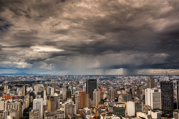 Fototapeta na wymiar dramatic storm clouds over Sao Paulo skyline