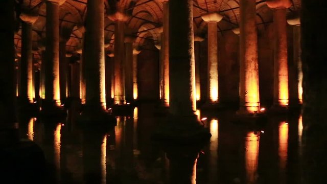 The Basilica Cistern - underground water reservoir build by Emperor Justinianus in 6th century, Istanbul, Turkey