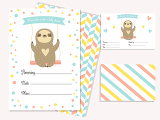 Baby shower invitation card with cute sloth © danceyourlife