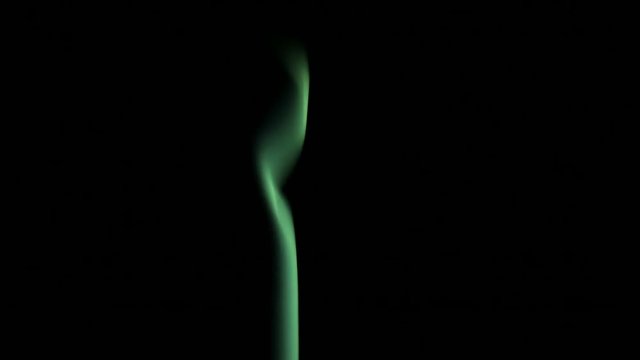 Green Steam Rises from up. Green smoke over a black background. Smoke slowly floating through space against black background. 4K UHD