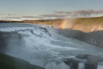 Amazing huge beautiful waterfall Gullfoss, famous landmark in Iceland