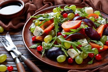 close-up of delicious autumn fruit salad