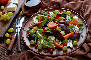 close-up of delicious autumn fruit salad